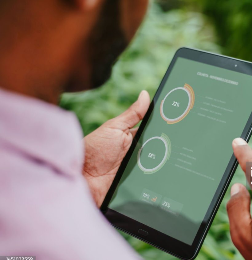 Countryside man using digital tablet